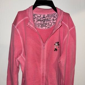 Tommy Bahama Womens Seashore Minnie Mouse Embroidered Zip Up